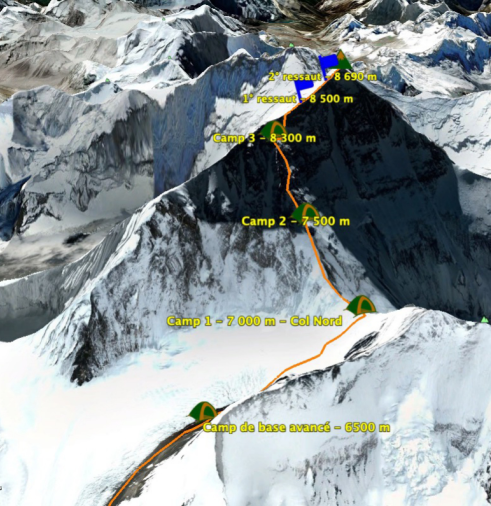 Map on Everest north Tibet side