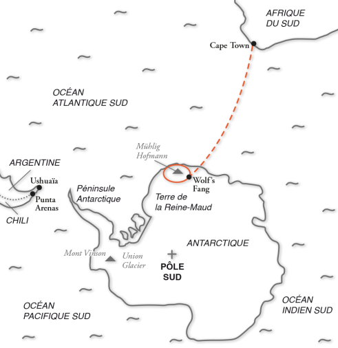 Map polar expedition in Queen Maud Land 