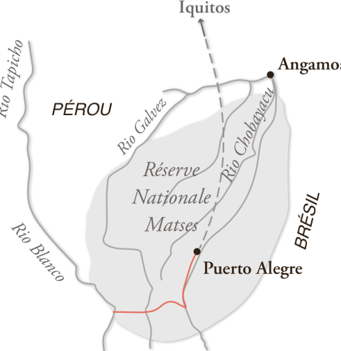 Map unsupported crossing of Matses territory in Amazonia