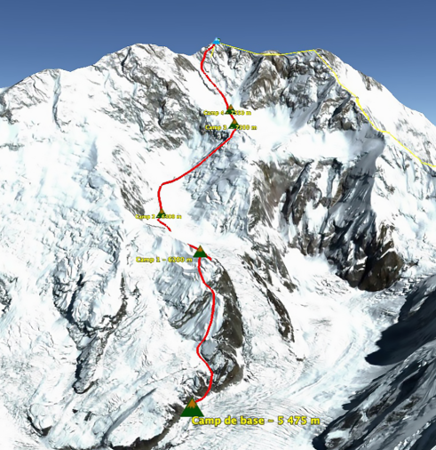 Carte de l'ascension du Kangchenjunga
