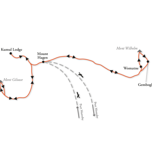 Map climb Mount Giluwe volcano