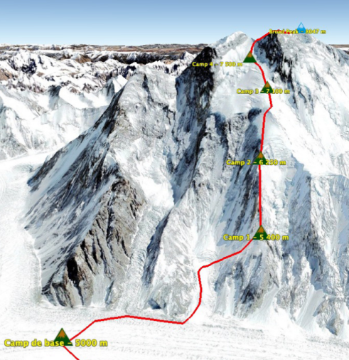 Carte ascension du Broad Peak