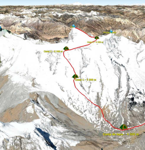 Carte ascension du Kun à 7077 mètres au Ladakh