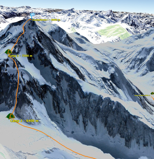 Carte de l'ascension du Gasherbrum I