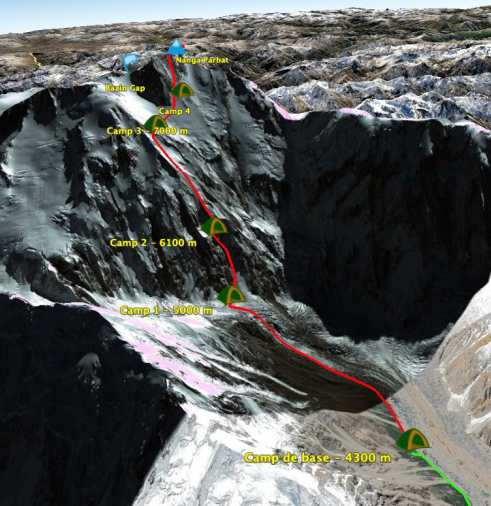 Map climb Nanga Parbat