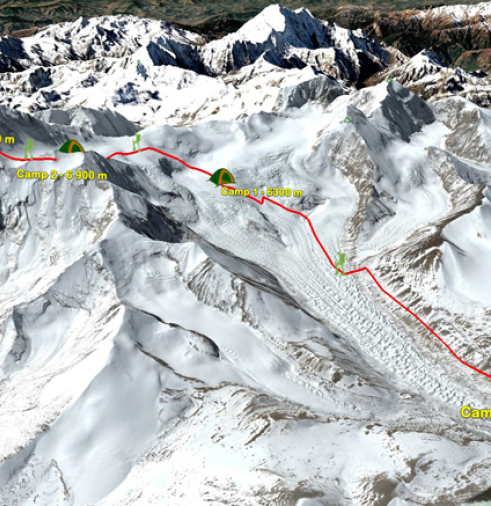 Carte ascension du Shishapangma à 8027 mètres au Tibet