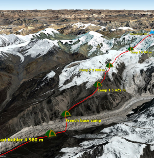 Carte ascension de l'Himlung Himal à 7126 mètres au Népal