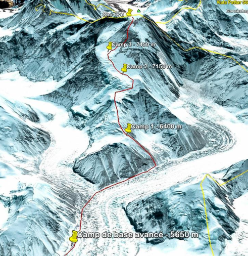 Carte ascension du Cho Oyu