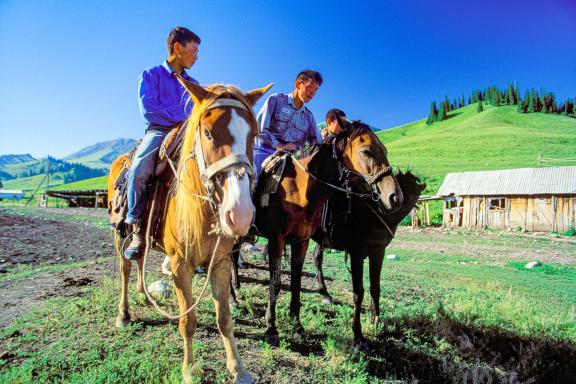 Expédition où le cheval garde une place importante au Khan Tengri au Kirghizistan