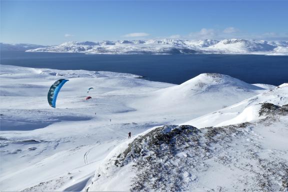 Expédition et exploration snowkite en Norvège