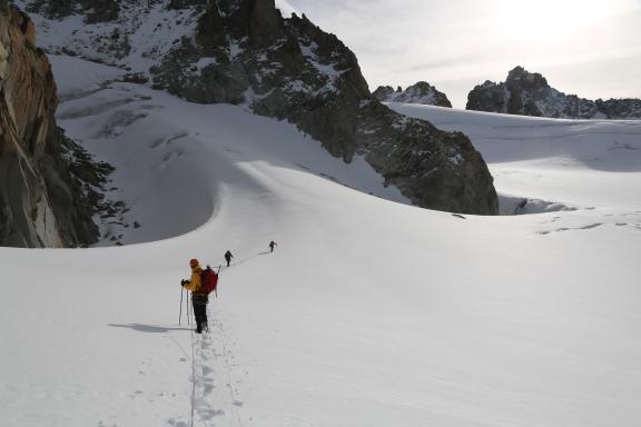 Voyage et progression jusqu'au col à ChamonixVoyage et progression jusqu'au col à Chamonix