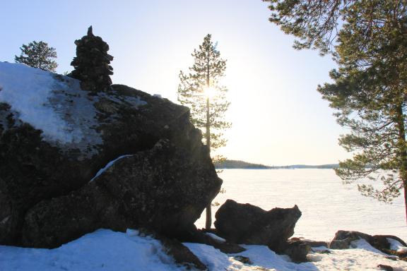 Expédition polaire sur le lac Inari en Finlande